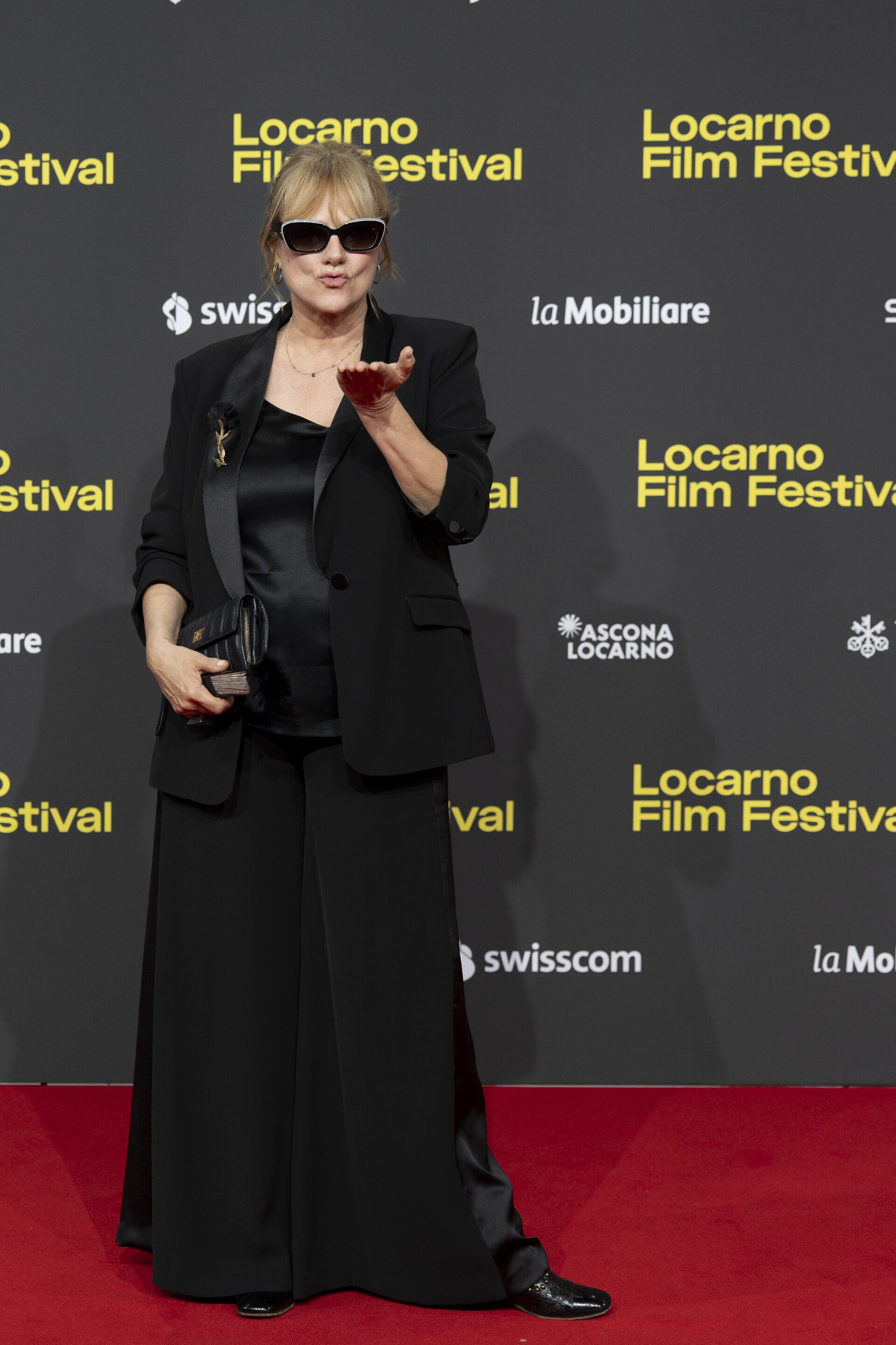 Spanish actress Emma Suárez on the red carpet for The Birthday Party at the 78th Locarno Film Festival