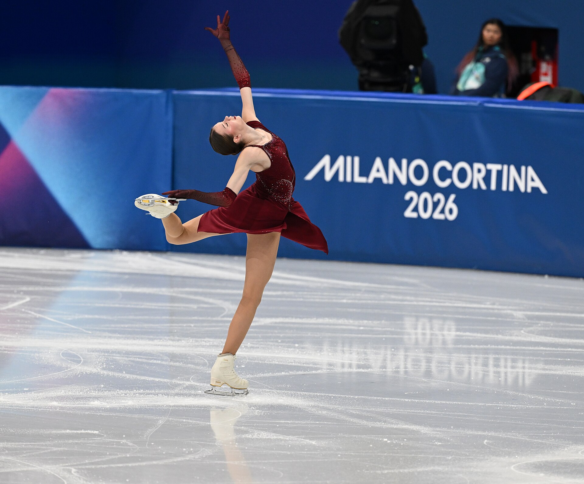 MILAN, ITALY - 17 FEBRUARY 2026: Viktoriia SAFONOVA of Belarus (AIN) compete during the Figure Skating Women Single Skating Short Program at the Olympic Winter Games Milano Cortina 2026  Milano Ice Skating Arena on February 17, 2026 in Milan, Italy