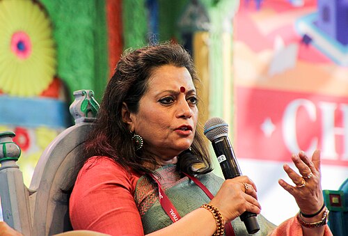 Sreeradha Datta, writer and academic, at the 2025 Jaipur Literature Festival in Jaipur, India.