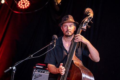 Steinar Raknes performs with the Kjartan Fløgstad Band at Christians Kjeller, Kongsberg Jazzfestival, 8 July 2022