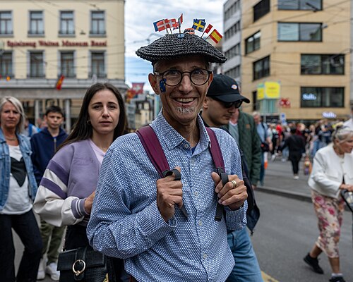 People enjoying the vibes on Eurovision Street in Basel, Switzerland. ESC 2025
