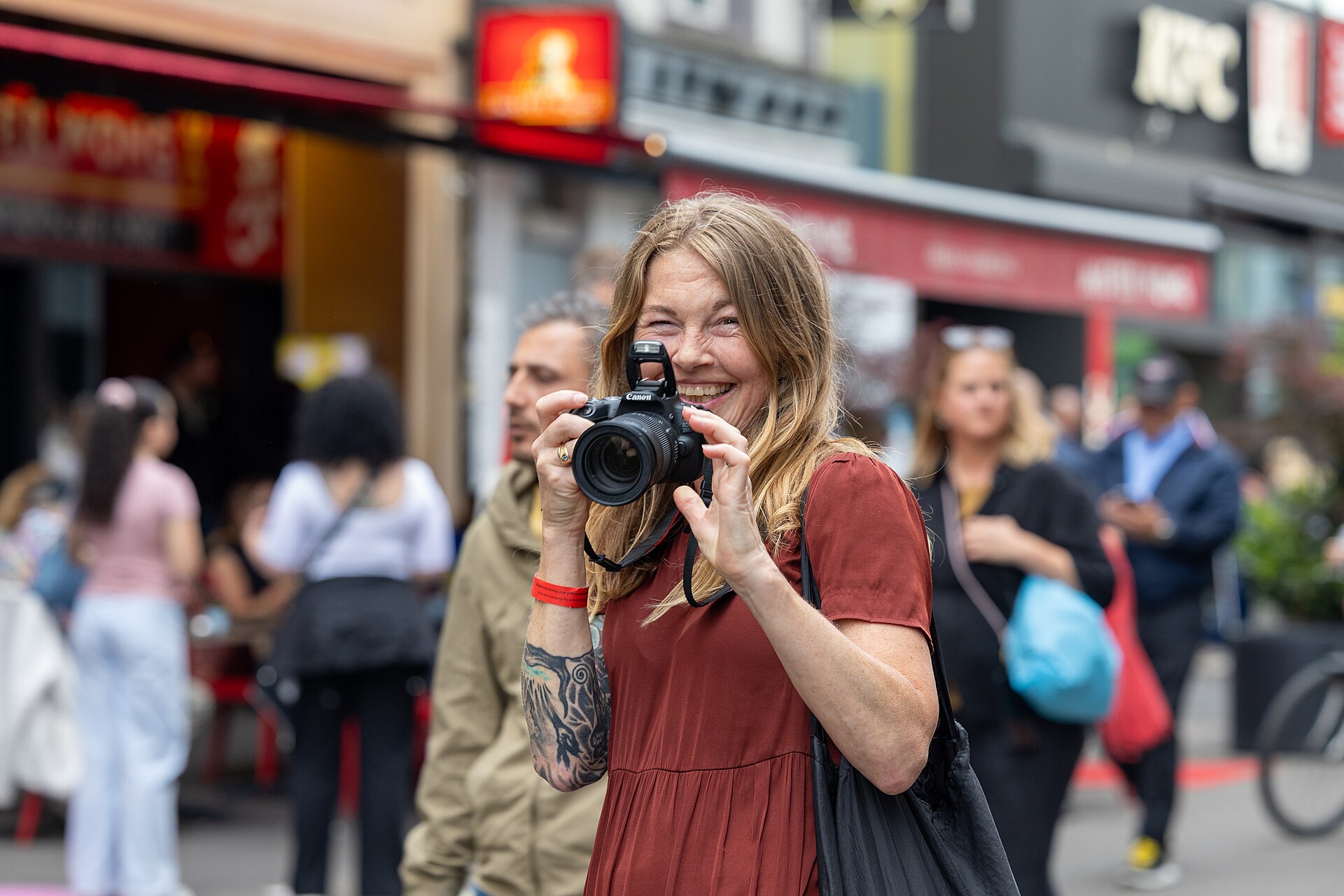 People enjoying the vibes on Eurovision Street in Basel, Switzerland. ESC 2025