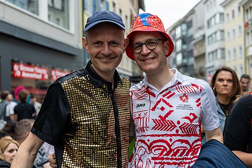 People enjoying the vibes on Eurovision Street in Basel, Switzerland. ESC 2025