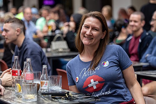 People enjoying the vibes on Eurovision Street in Basel, Switzerland. ESC 2025