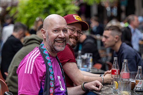 People enjoying the vibes on Eurovision Street in Basel, Switzerland. ESC 2025