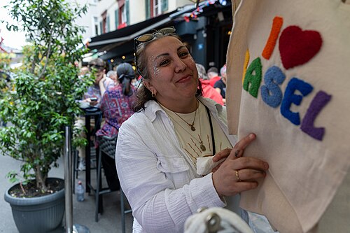 People enjoying the vibes on Eurovision Street in Basel, Switzerland. ESC 2025