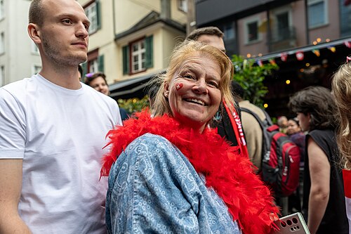 People enjoying the vibes on Eurovision Street in Basel, Switzerland. ESC 2025