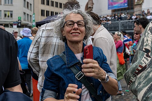 People enjoying the vibes on Eurovision Street in Basel, Switzerland. ESC 2025