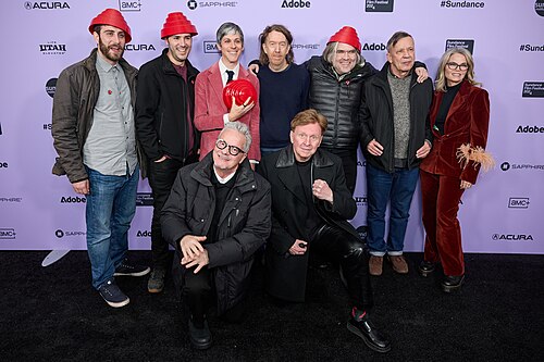Group photo at the premiere of the movie DEVO at the 40th Sundance Film Festival in Park City, Utah, on January 21, 2024