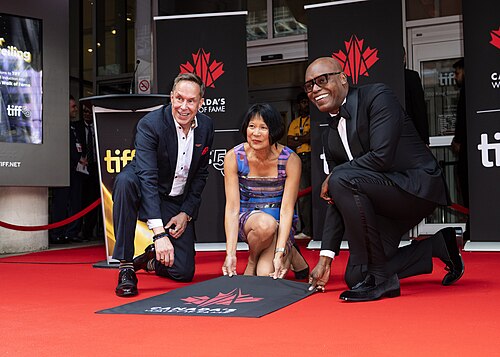 Canadas Walk of Fame CEO, Jeffery Latimer, Toronto Mayor Olivia Chow and TIFF CEO Cameron Bailey