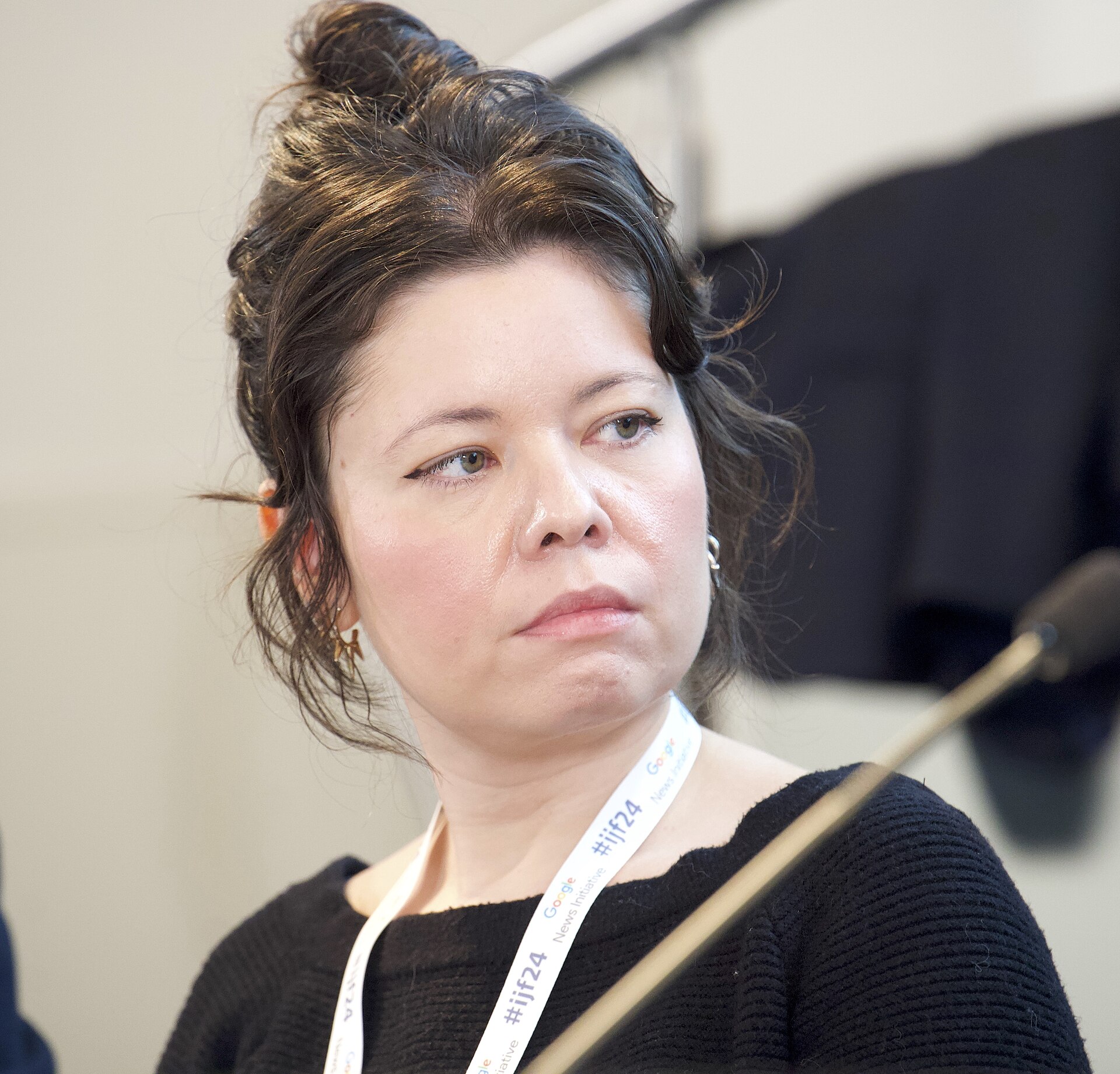 Tai Nalon, executive director of Brazill's Aos Fatos, speaking at the International Journalism Festival 2024 in Perugia, Italy on a panel called 
Fact-checking: dead or alive?