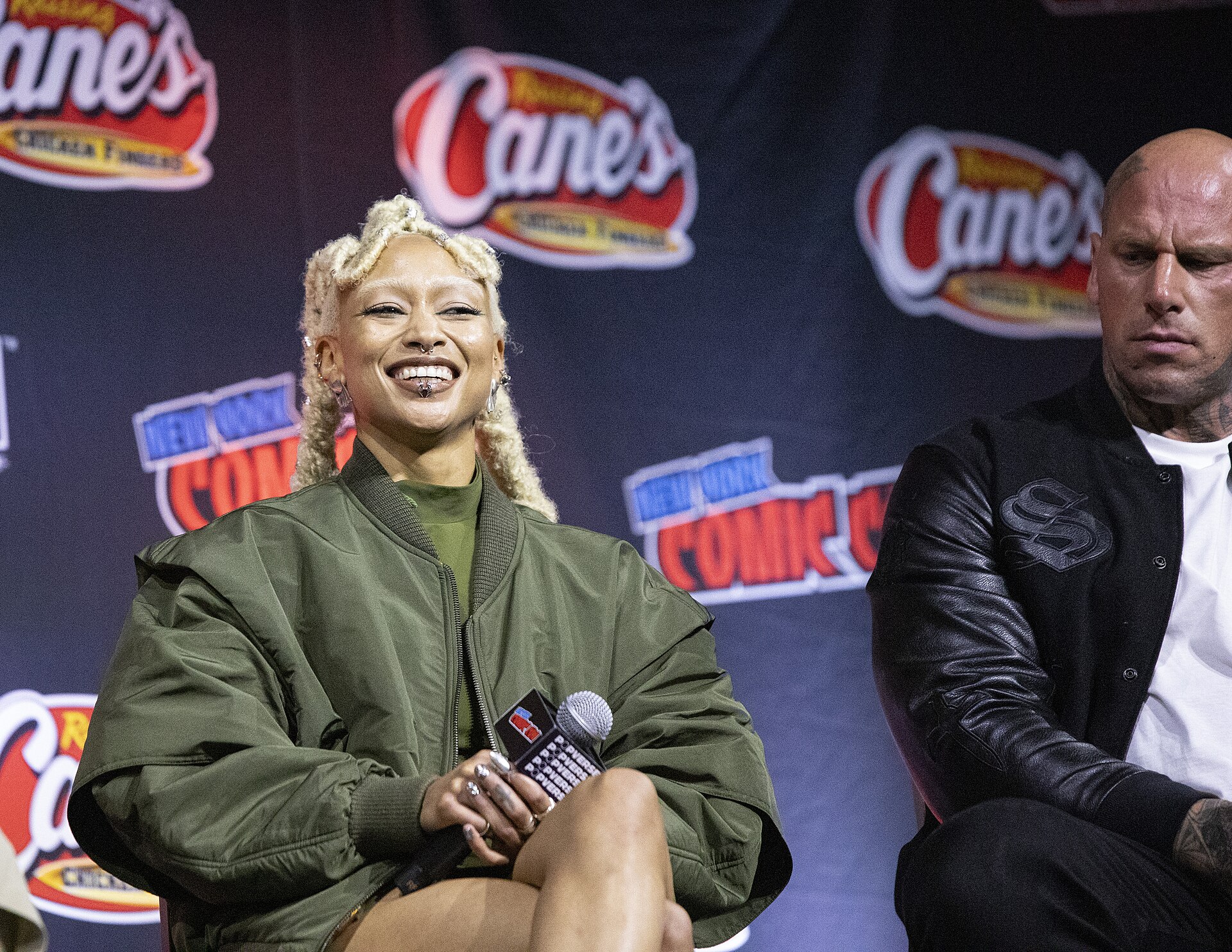 Tati Gabrielle and Martyn Ford at the 2025 NYCC Mortal Kombat II Panel.