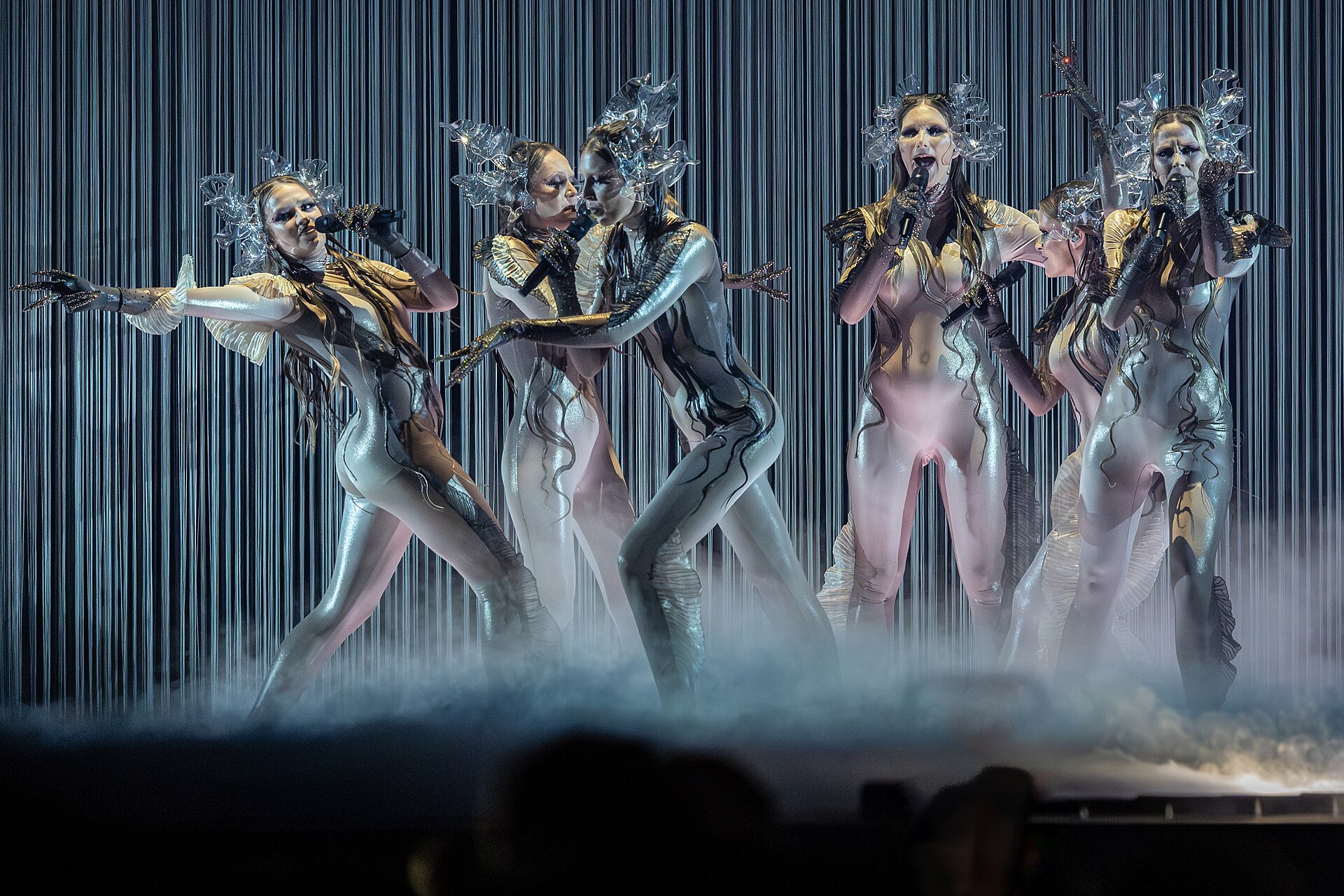 Tautumeitas, representing Latvia, performing at Eurovision 2025 in Basel, Switzerland.