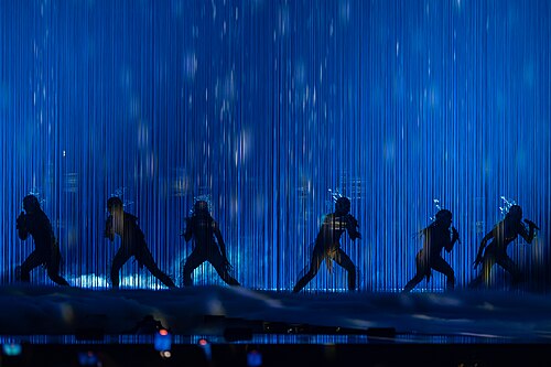 Tautumeitas, representing Latvia, performing at Eurovision 2025 in Basel, Switzerland.