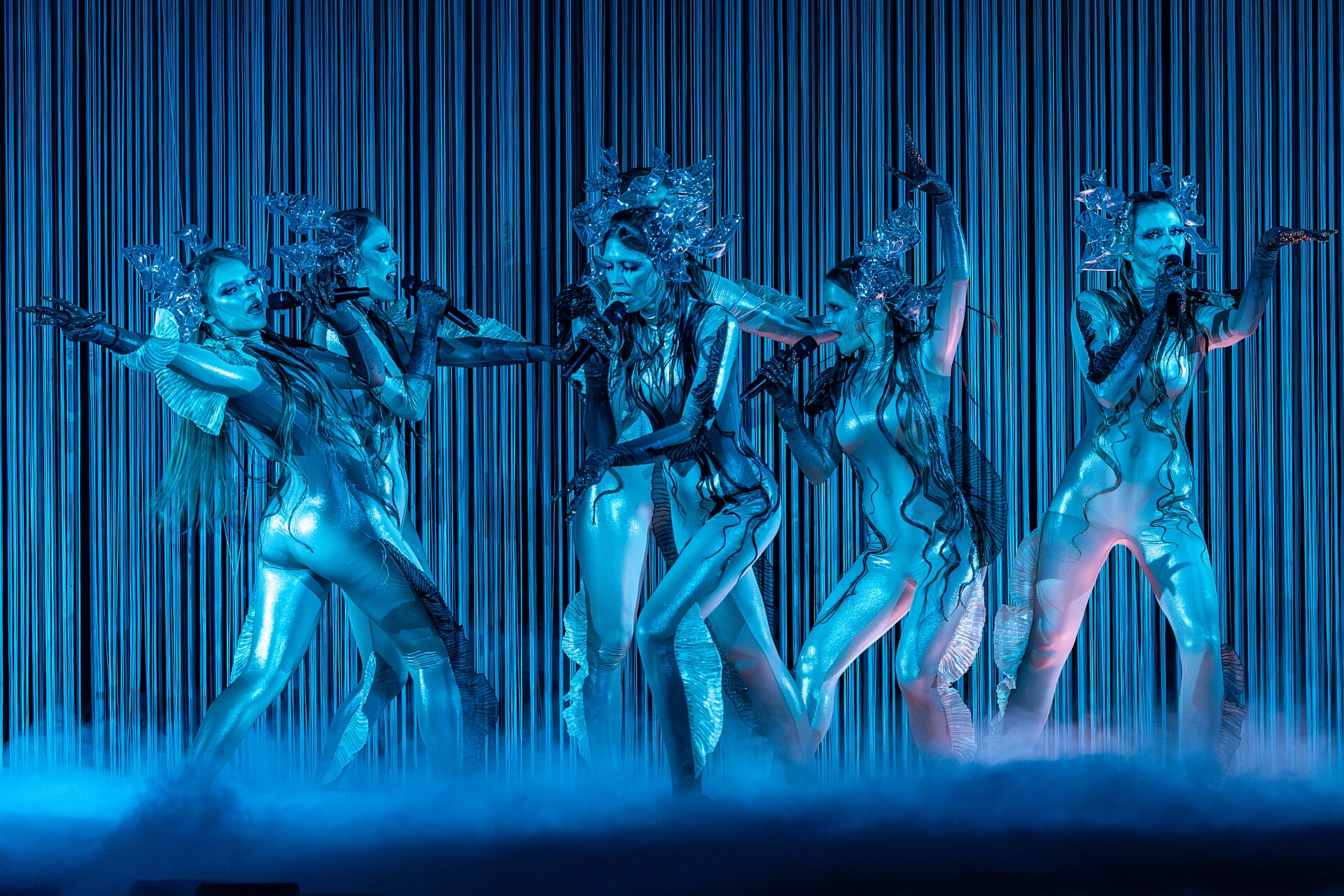 Tautumeitas, representing Latvia, performing at Eurovision 2025 in Basel, Switzerland.