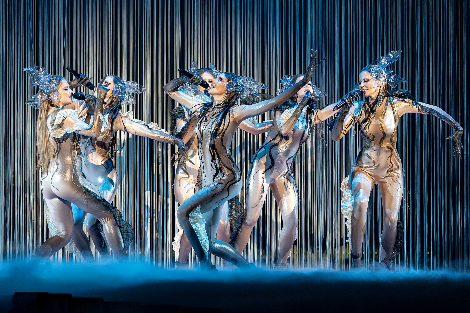 Tautumeitas, representing Latvia, performing at Eurovision 2025 in Basel, Switzerland.