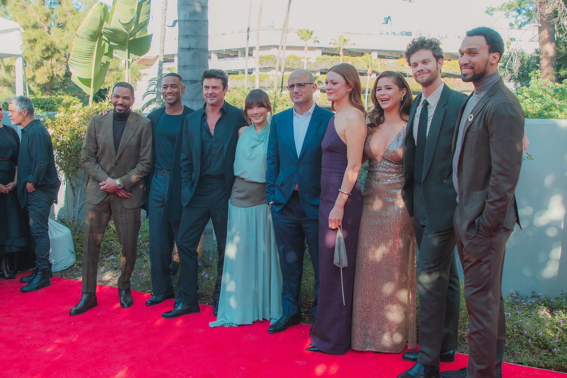 Laz Alonso, Jessie T. Usher, Karl Urban, Karen Fukuhara, Eric Kripke, Colby Minifie, Erin Moriarty, Jack Quaid, and Nathan Mitchell at the 53rd Saturn Awards