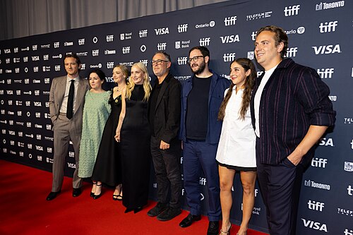 The cast and crew of "The Testament of Ann Lee", at the 2025 Toronto International Film Festival (TIFF).