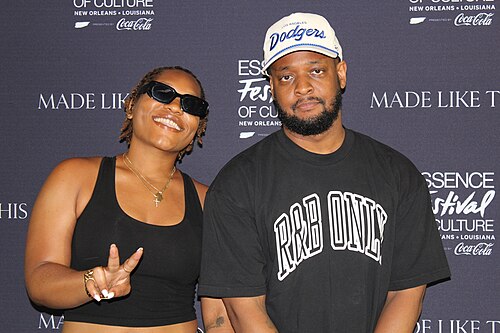 Tiara Monique and Jabari Johnson at the Essence Festival of Culture 2025 in New Orleans, Louisiana in July 2025.