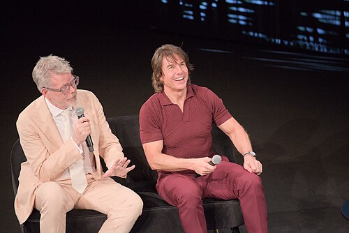Tom Cruise, actor and producer, and Christopher McQuarrie, director and screenwriter, during a Q&A session at the 2025 Cannes Film Festival for the movie “Mission: Impossible – The Final Reckoning” in Cannes, France.