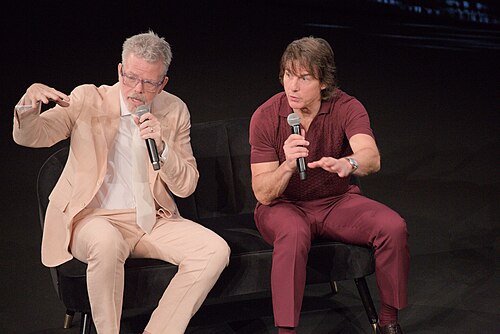 Tom Cruise, actor and producer, and Christopher McQuarrie, director and screenwriter, during a Q&A session at the 2025 Cannes Film Festival for the movie “Mission: Impossible – The Final Reckoning” in Cannes, France.