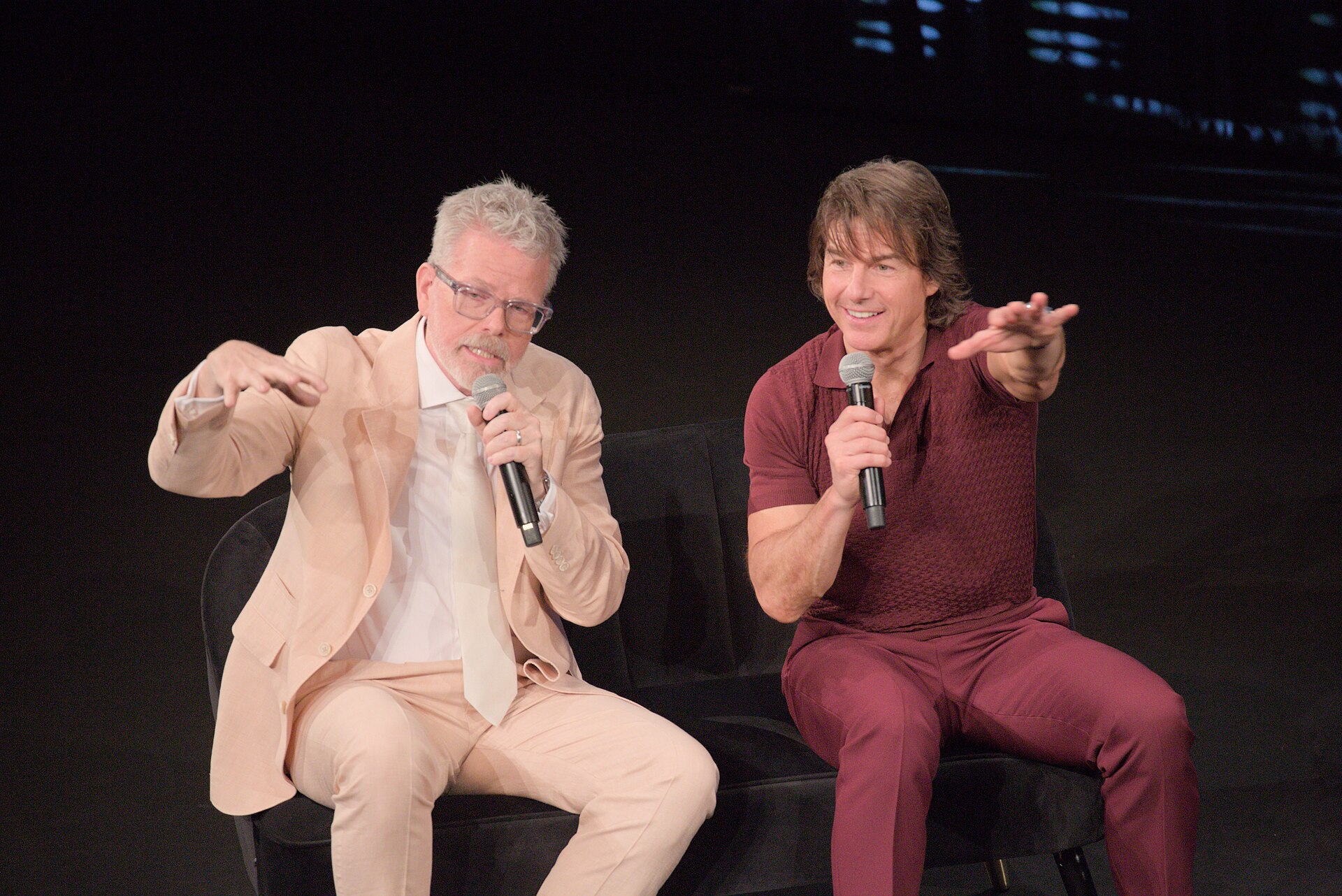 Tom Cruise, actor and producer, and Christopher McQuarrie, director and screenwriter, during a Q&A session at the 2025 Cannes Film Festival for the movie “Mission: Impossible – The Final Reckoning” in Cannes, France.