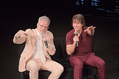 Tom Cruise, actor and producer, and Christopher McQuarrie, director and screenwriter, during a Q&A session at the 2025 Cannes Film Festival for the movie “Mission: Impossible – The Final Reckoning” in Cannes, France.