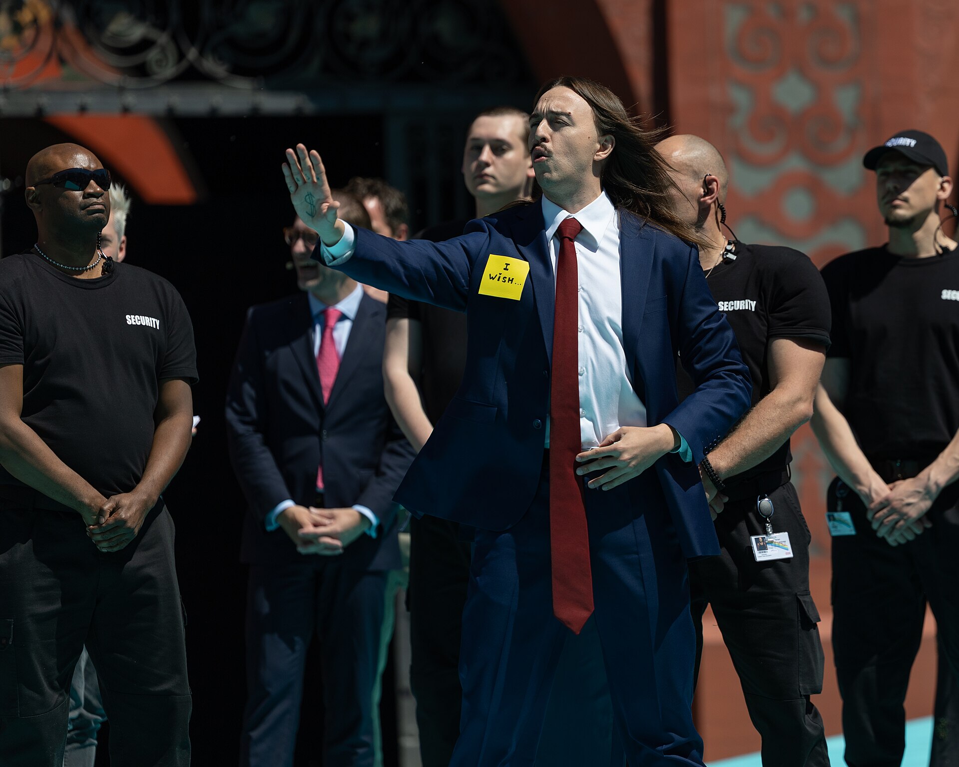 Tommy Cash, representing Estonia, on the Turquoise Carpet at Eurovision 2025 in Basel, Switzerland.
