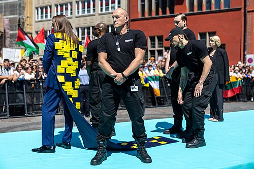 Tommy Cash, representing Estonia, on the Turquoise Carpet at Eurovision 2025 in Basel, Switzerland.