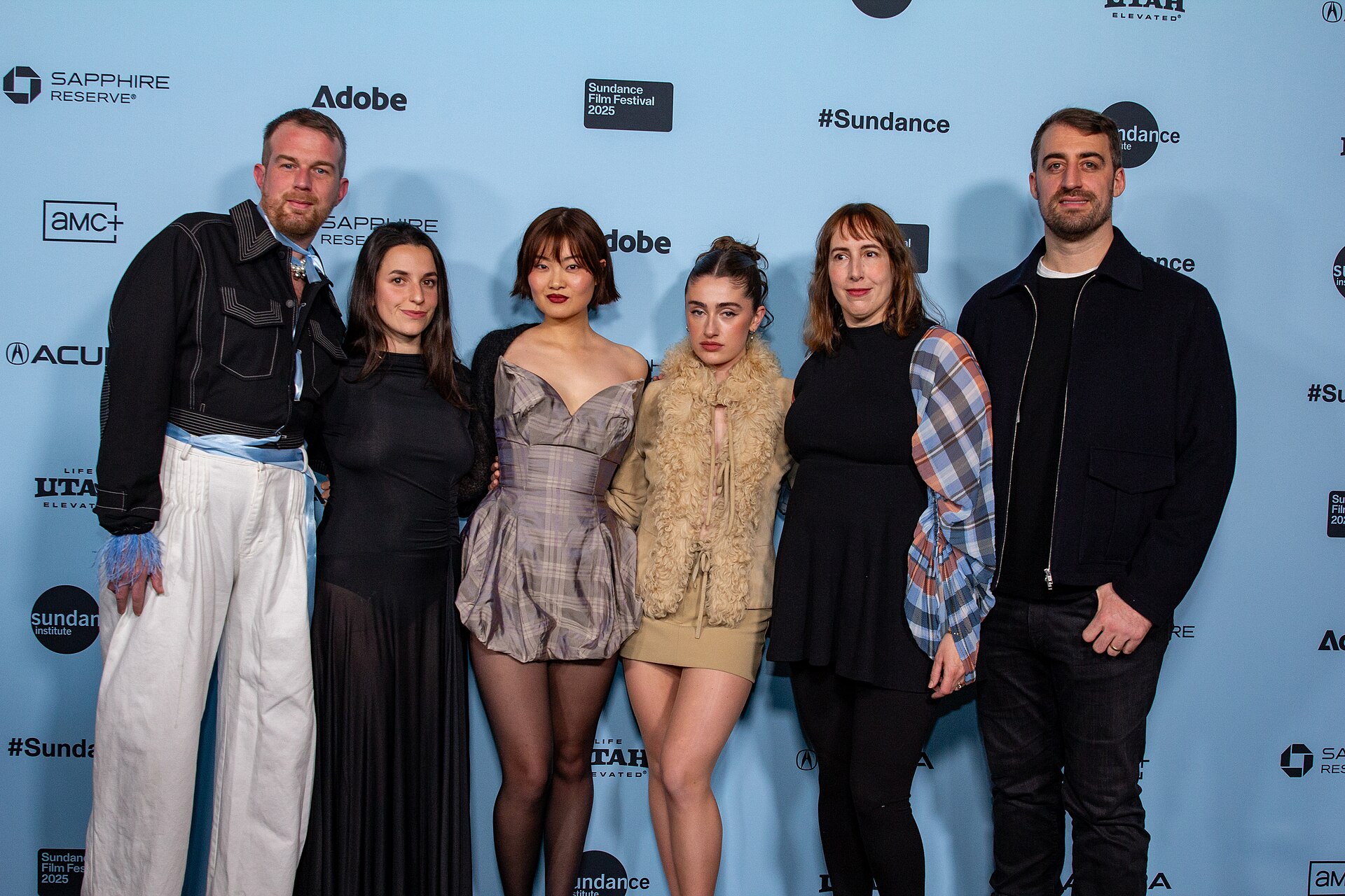 Tristan Scott-Behrends, Ani Schroeter, Katarina Zhu, Rachel Sennott, Rhianon Jones, and Roger Mancusi at the 2025 Sundance Film Festival for the movie Bunnylovr.