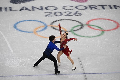 MILAN, ITALY - 07 FEBRUARY 2026: Utana Yoshida and Masaya Morita of Japan compete during the Figure Skating Team Event Ice Dance-Free Dance at the Olympic Winter Games Milano Cortina 2026  Milano Ice Skating Arena on February 07, 2026 in Milan, Italy