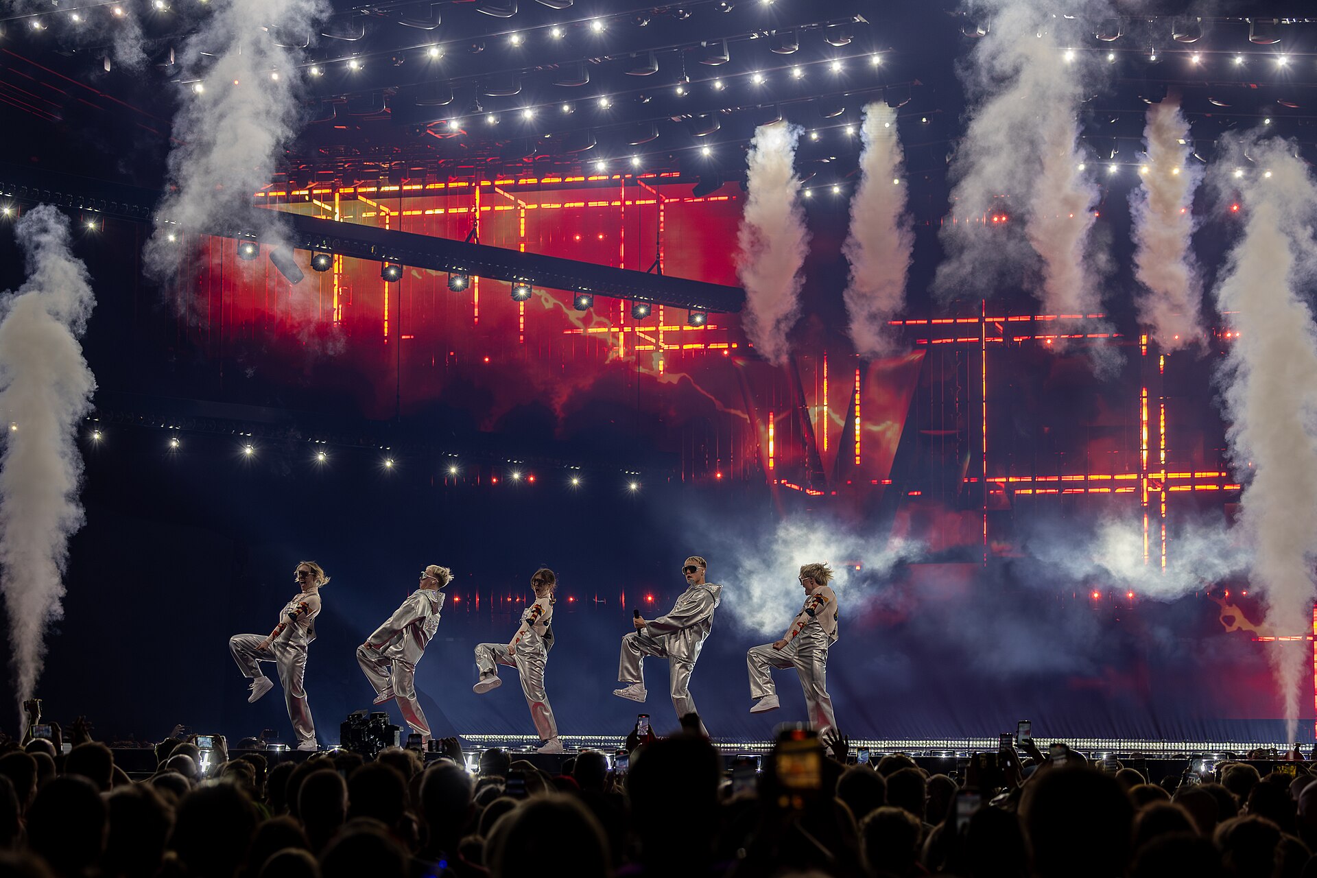 VÆB, representing Iceland, performing at Eurovision 2025 in Basel, Switzerland.