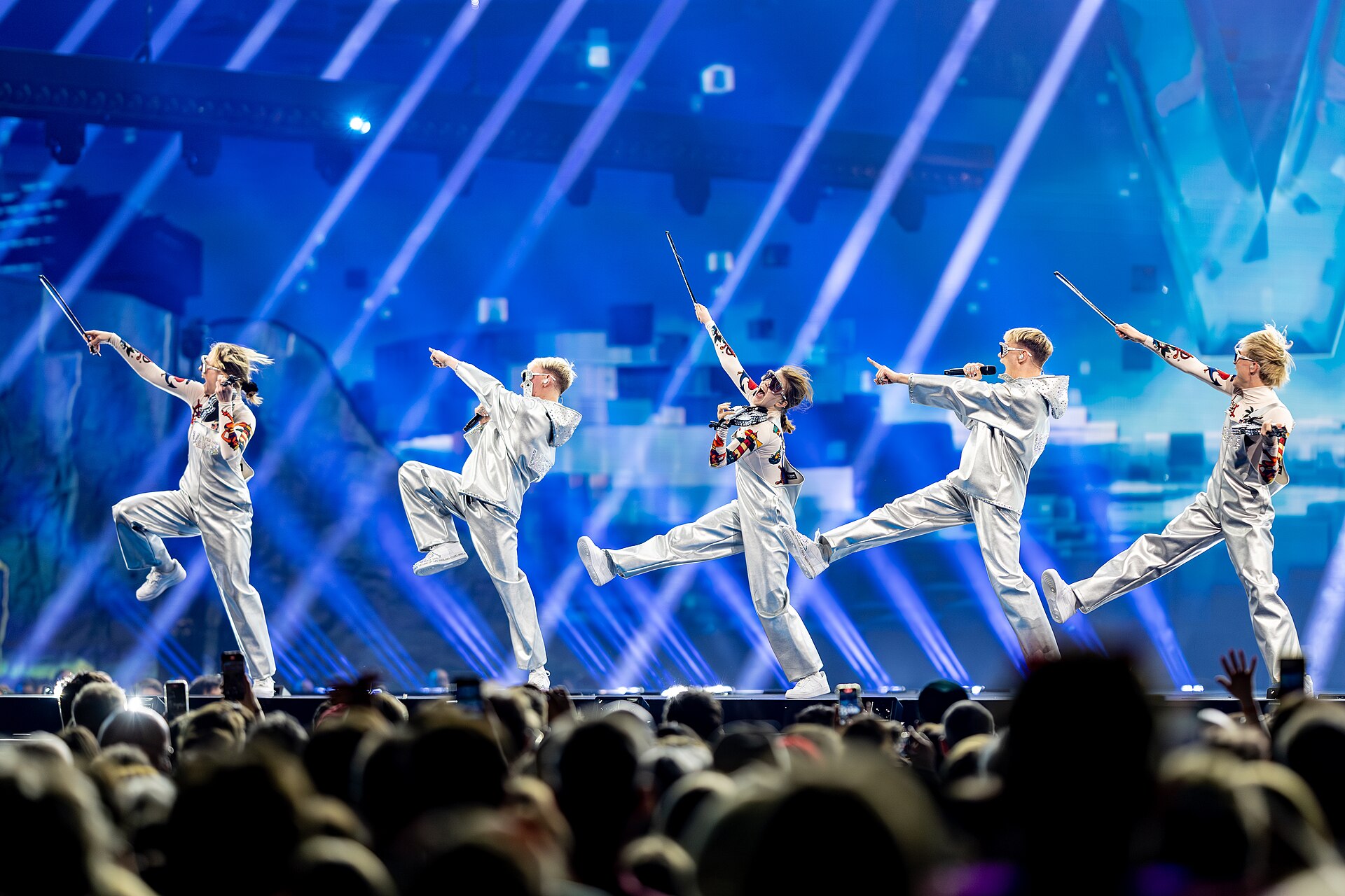 VÆB, representing Iceland, performing at Eurovision 2025 in Basel, Switzerland.