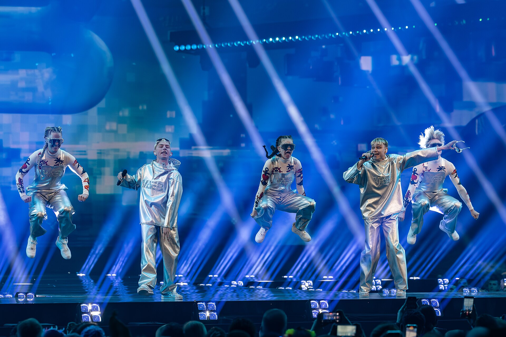 VÆB, representing Iceland, performing at Eurovision 2025 in Basel, Switzerland.