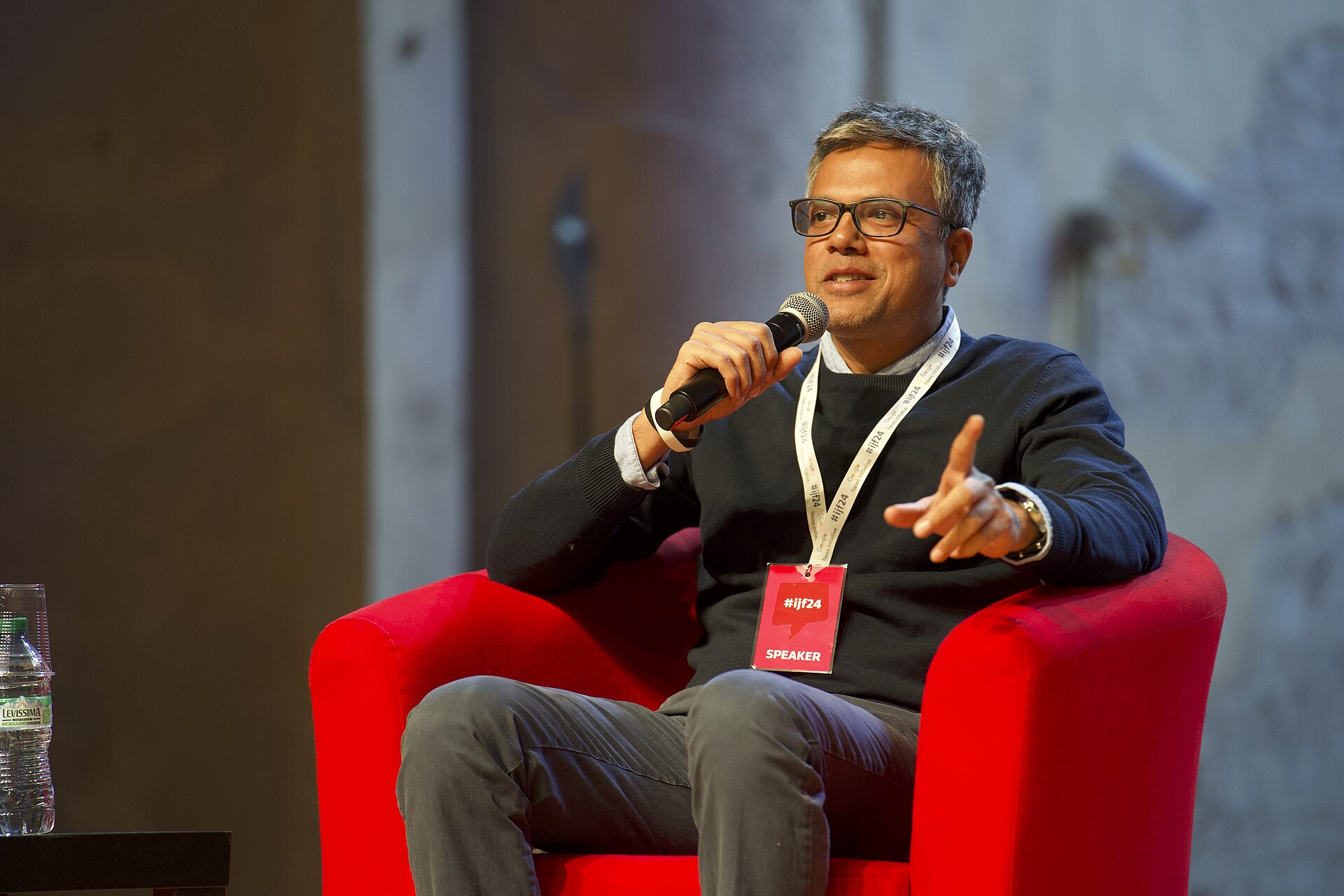 Vignesh Vellore, co-founder and CEO of The News Minute, speaking at the International Journalism Festival 2024 in Perugia, Italy.