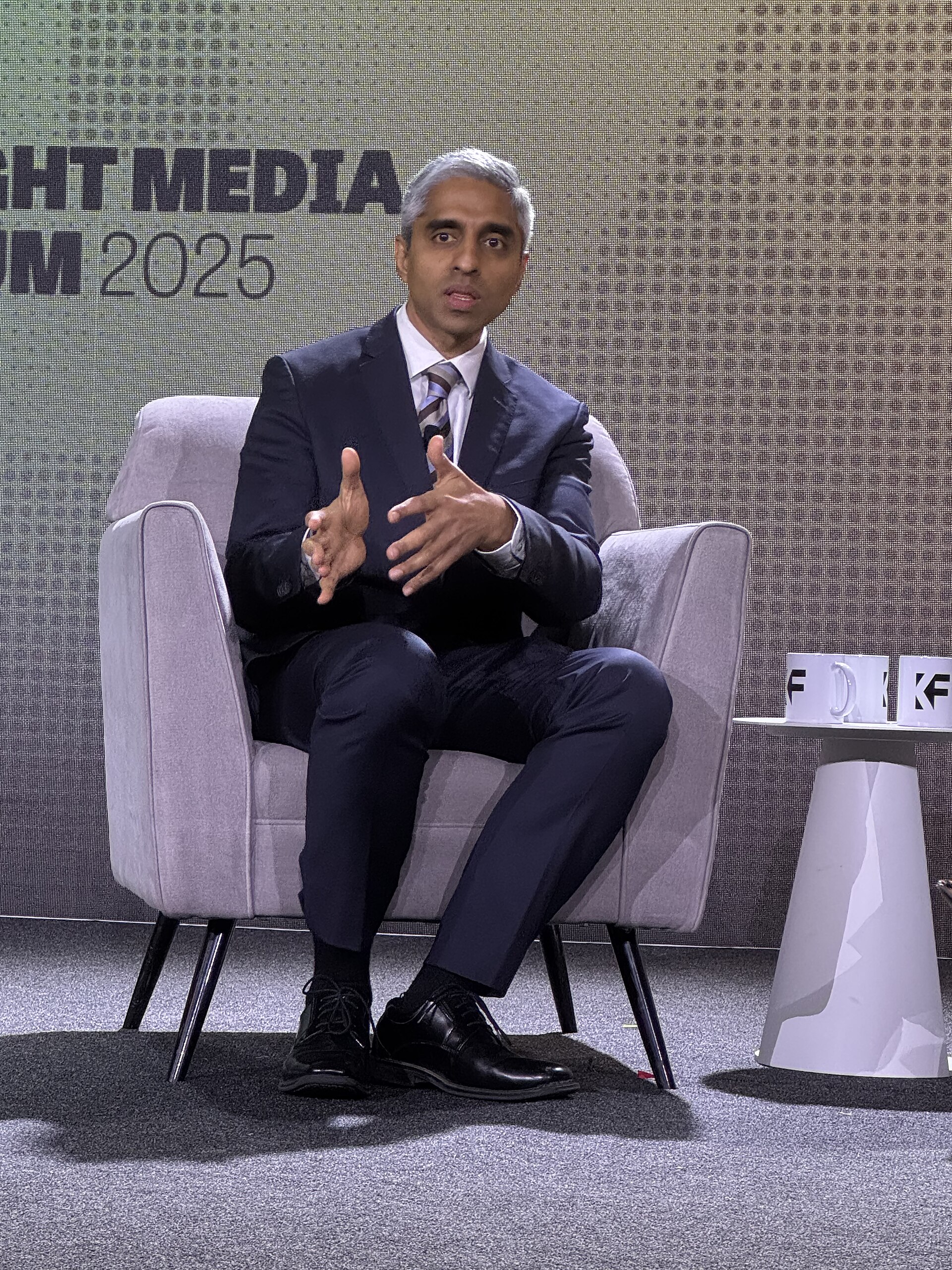 Vivek H. Murthy speaking at the 2025 Knight Media Forum in Miami, Florida in February 2025
