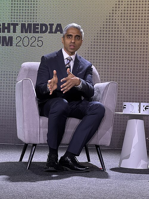Vivek H. Murthy speaking at the 2025 Knight Media Forum in Miami, Florida in February 2025