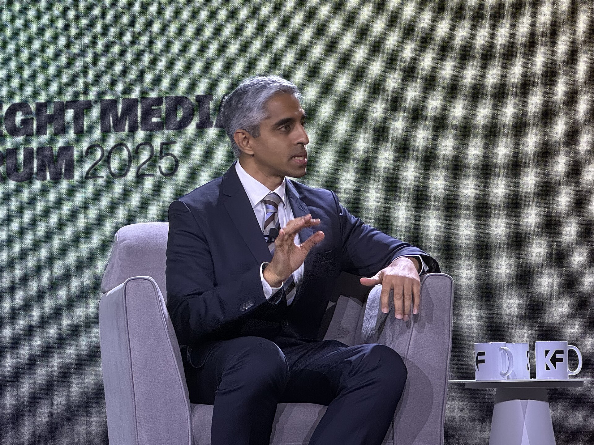 Vivek H. Murthy speaking at the 2025 Knight Media Forum in Miami, Florida in February 2025
