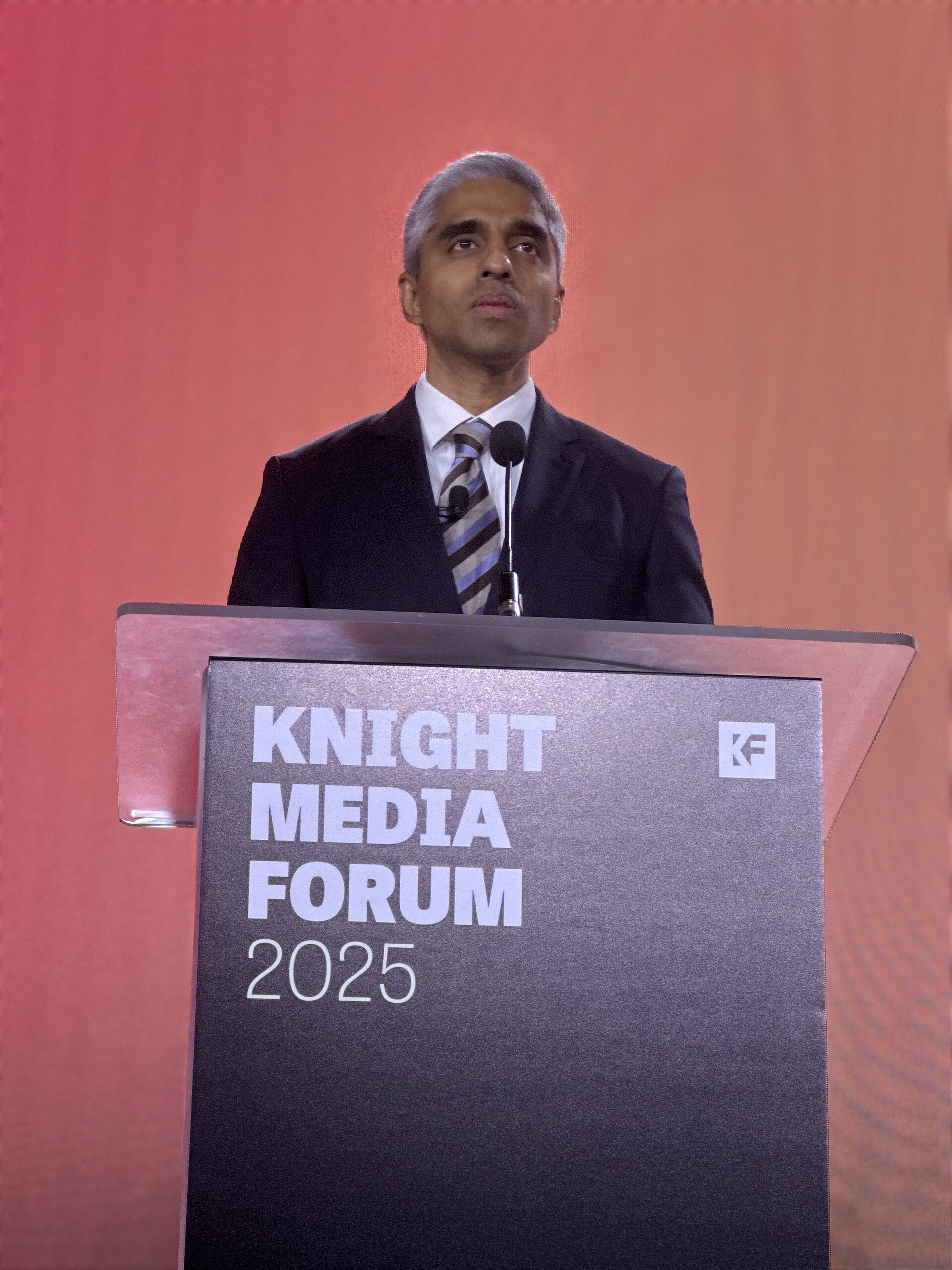 Vivek H. Murthy speaking at the 2025 Knight Media Forum in Miami, Florida in February 2025