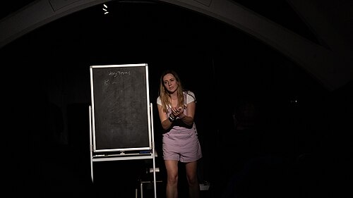 Viviane Ford at the 2024 Edinburgh Fringe Festival for New Kids on the Blockchain