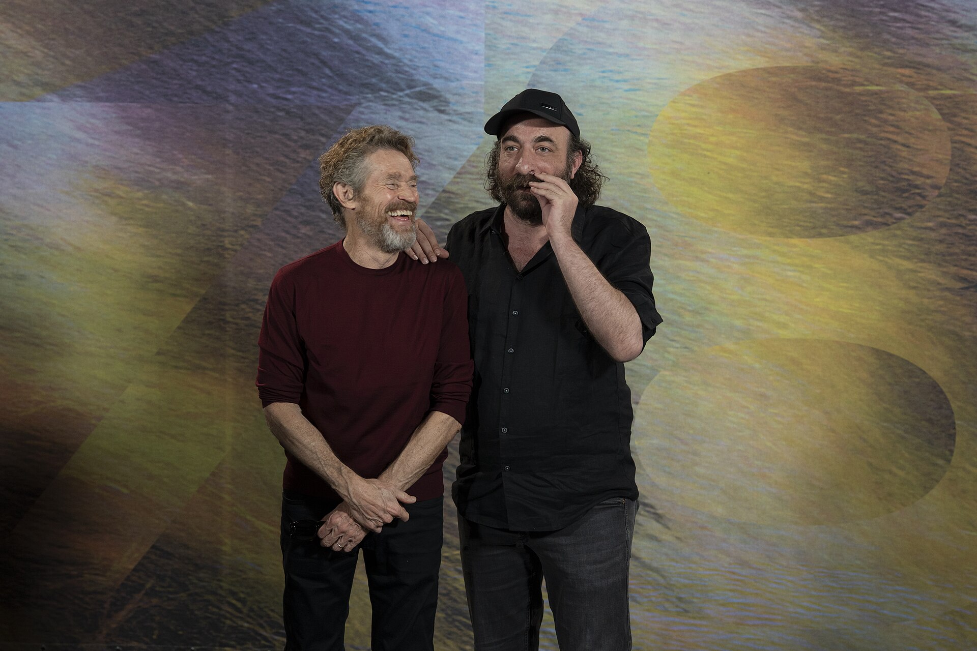 Actors Willem Dafoe and Antonis Tsiotsiopoulos at the Locarno Film Festival in Locarno at the photocall for The Birthday Party