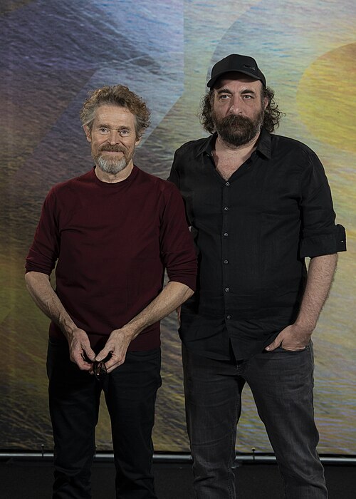 Actors Willem Dafoe and Willem Dafoe and Antonis Tsiotsiopoulos at the Locarno Film Festival in Locarno at the photocall for The Birthday Party