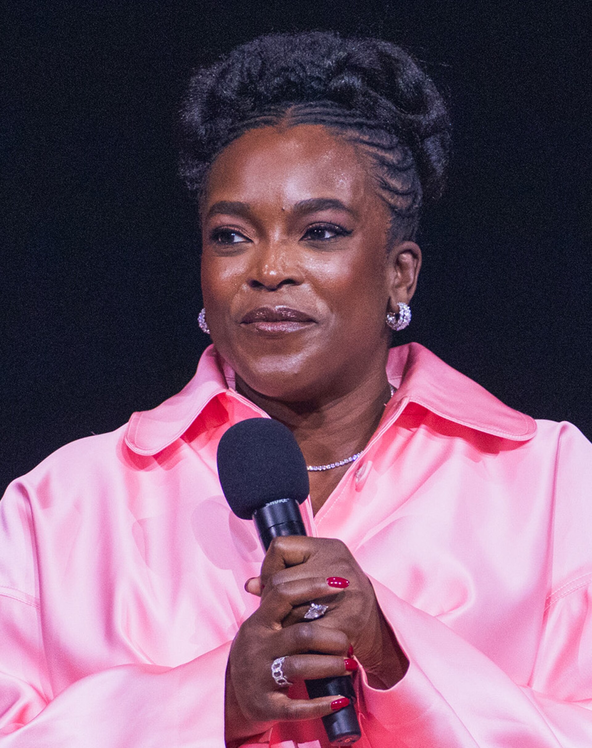 Wunmi Mosaku at a Q&A for Sinners in Los Angeles, California