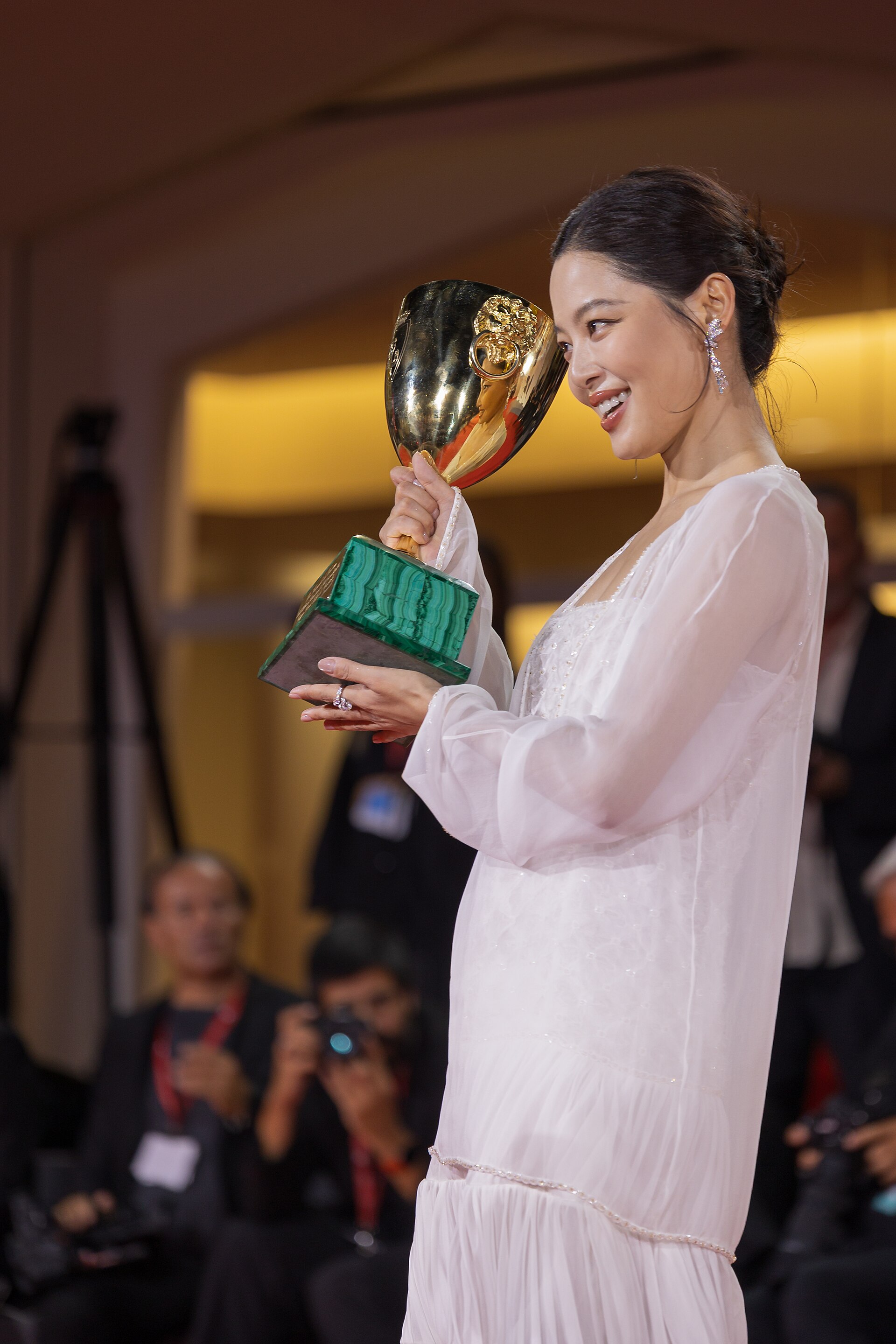 Xin Zhilei, actress, at 82nd Venice International Film Festival in Venice, Italy for the film The Sun Rises on Us All. Coppa Volpi for Best Actress