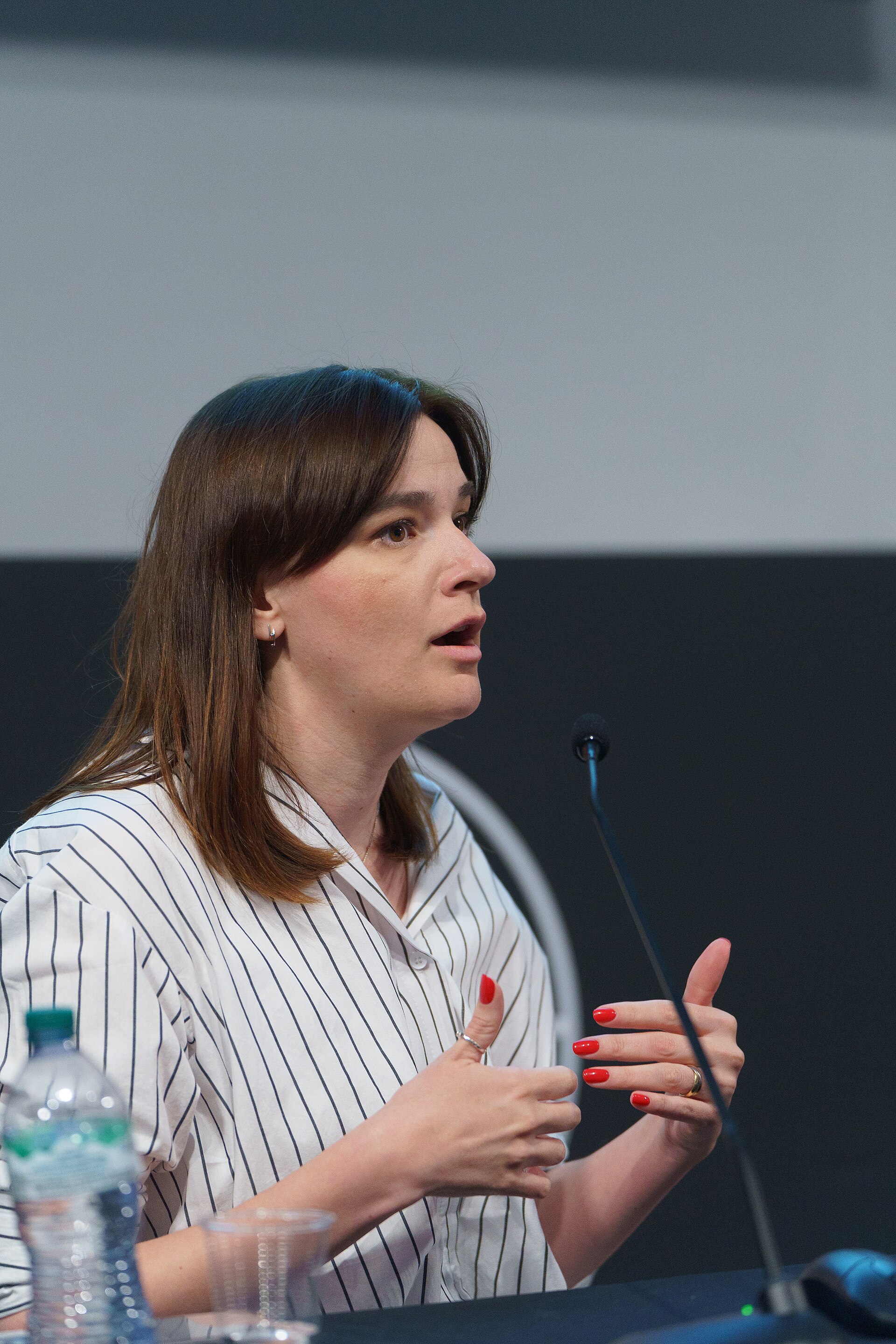 Yevheniia Motorevska, Head of War Crimes Team at The Kyiv Independent, speaking at the International Journalism Festival 2024 in Perugia, Italy on a panel called Accountability in real time: how we built a war crimes investigations unit.