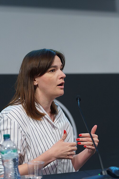 Yevheniia Motorevska, Head of War Crimes Team at The Kyiv Independent, speaking at the International Journalism Festival 2024 in Perugia, Italy on a panel called Accountability in real time: how we built a war crimes investigations unit.