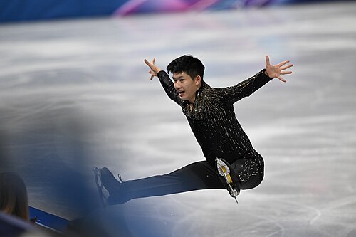 MILAN, ITALY - 13 FEBRUARY 2026: Yu-Hsiang LI of Chinese Taipei competes during the Figure Skating Men Single Skating Free Skating at the Olympic Winter Games Milano Cortina 2026  Milano Ice Skating Arena on February 13, 2026 in Milan, Italy