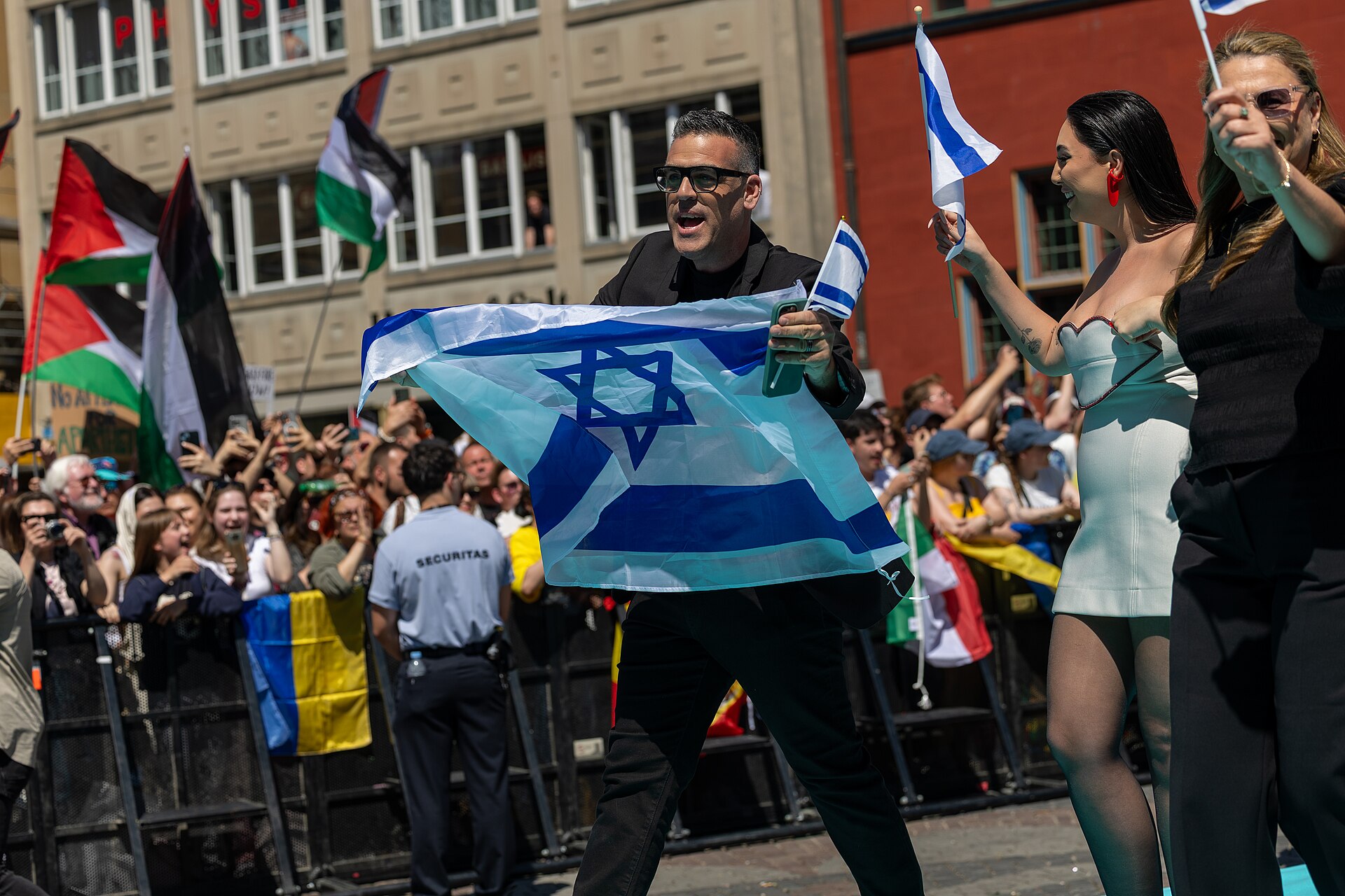 Yuval Raphael, representing Israel, on the Turquoise Carpet at Eurovision 2025 in Basel, Switzerland.