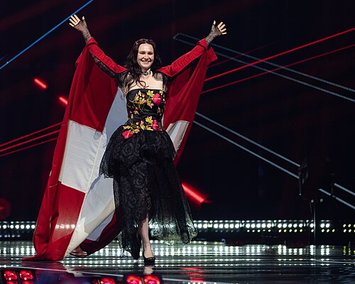 Zoë Më, representing Switzerland, performing at Eurovision 2025 in Basel, Switzerland.