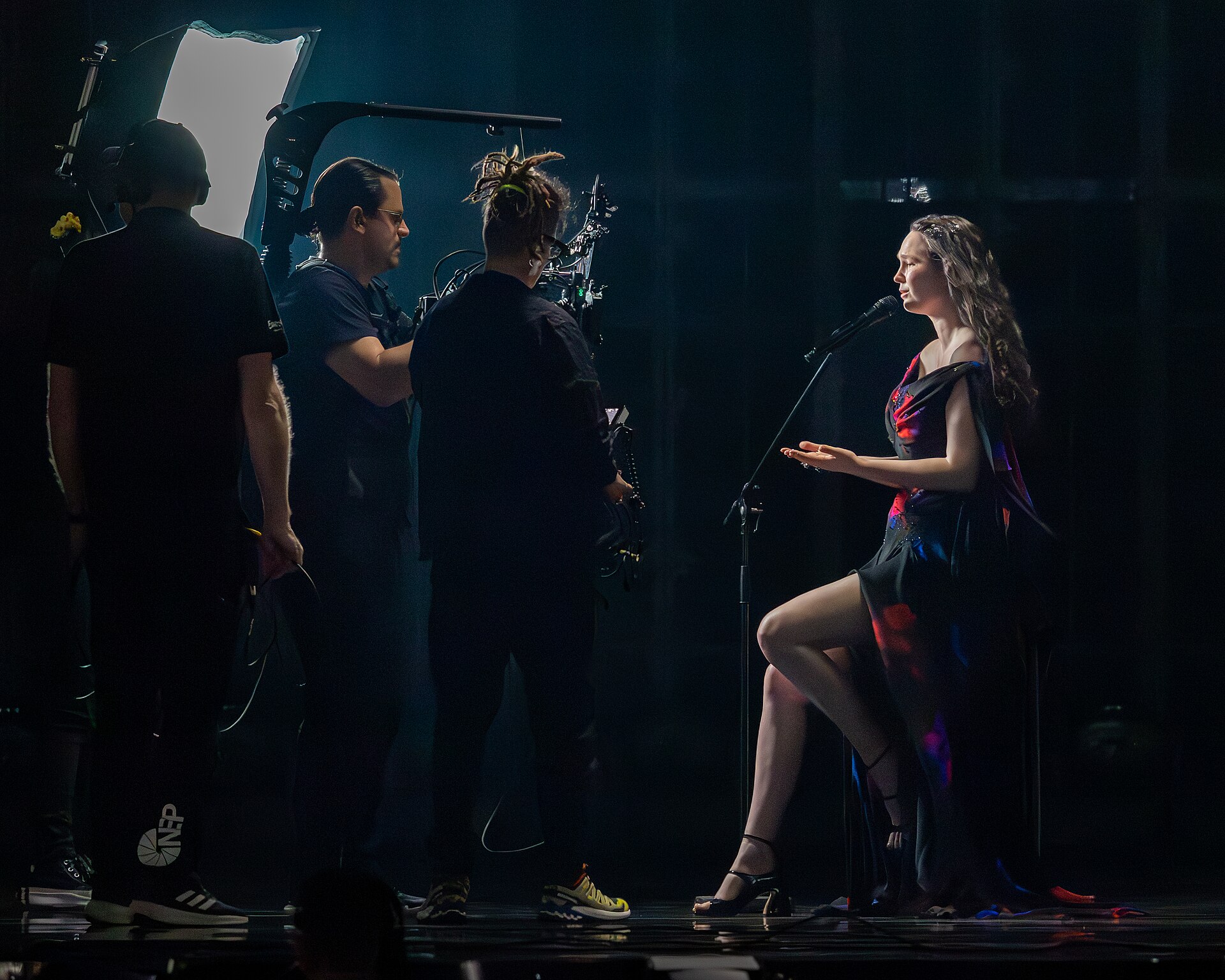 Zoë Më, representing Switzerland, performing at Eurovision 2025 in Basel, Switzerland.